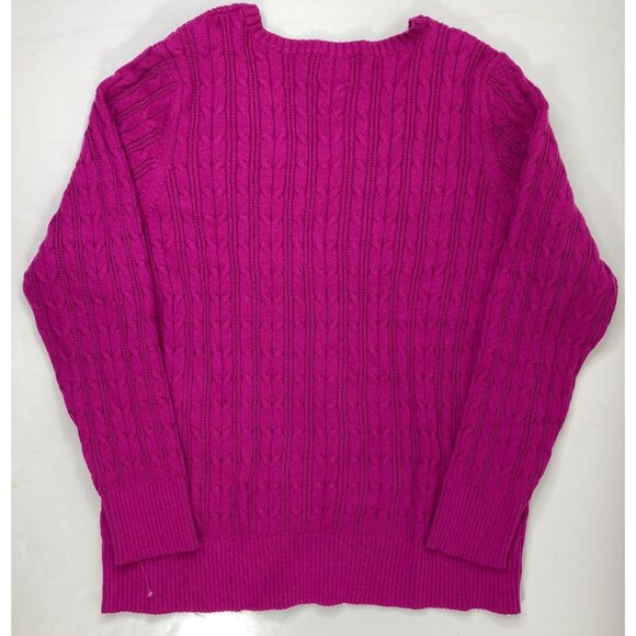 St. Johns Bay Womens Fuchsia Knit V-Neck 88% Cotton Long Sleeve Sweater Size 2X - Picture 2 of 5